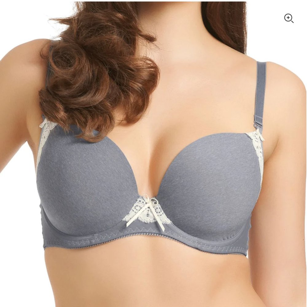 Freya Molded Deco Plunge T-shirt Bra Grey Size 36 FF UK / 36 H US